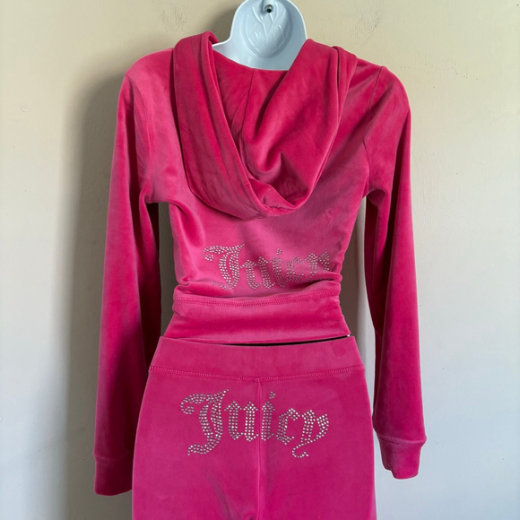 Juicy Couture Pink Velour Tracksuit Set Medium y2k OG Bling Love Juicy - Picture 8 of 16